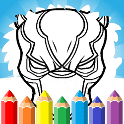 Black Panther Mask Coloring Pages - Art educational game