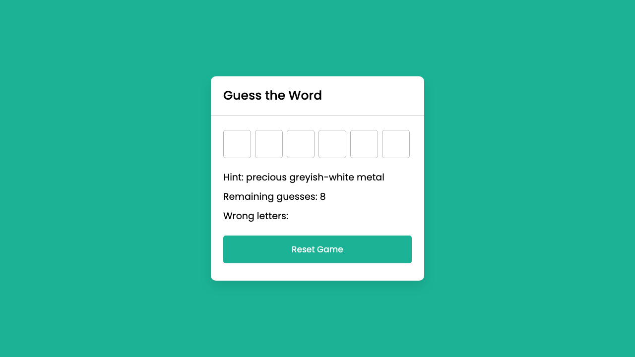 Guess a Word Game JavaScript | BishwanathKumarPanda
