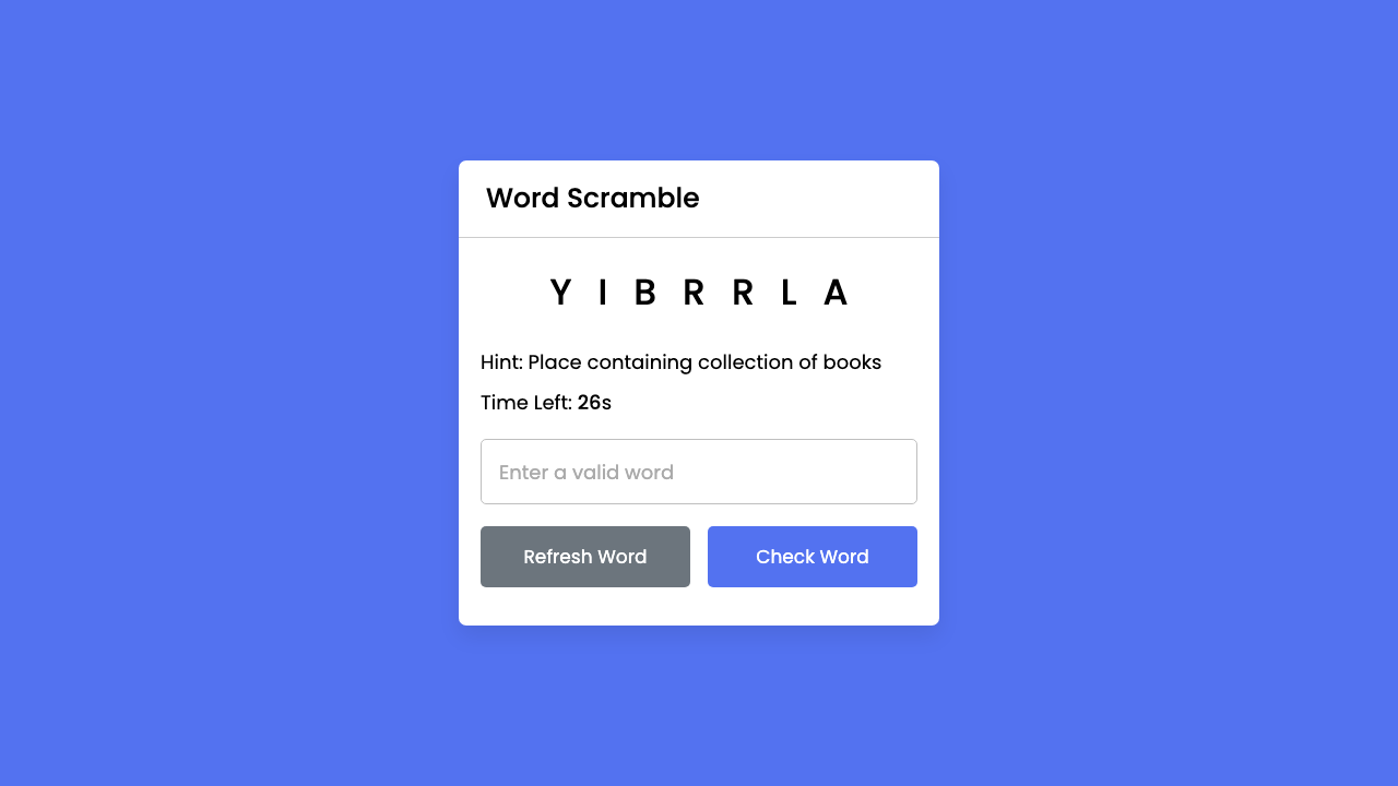 Word Scramble Game | BishwanathKumarpanda